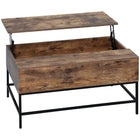 HOMCOM Lift Top Coffee Table with Hidden Storage Compartment - Rustic Brown-Modern design can fit any decor and stand out in your home