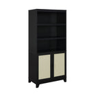 Manhattan Comfort Sheridan 31.49" Mid-Century Modern Bookcase Cabinet - Black-Lifted Framed Solid Wood Legs for Fashion and Durability