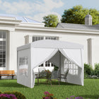 Outsunny 10' ft W x 10 ft L Outdoor Pop Up Party Tent with Carrying Bag - Bright White-Roof section with light grey undercoating for UV rays and heat reduction