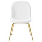 Modway Scoop Gold Stainless Steel Leg Performance Velvet Dining Chair - White-Assembly Required