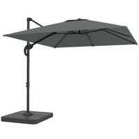 Outsunny Square Offset Cantilever Patio Umbrella with 360° Rotation - 8' x 8' - Dark Grey-Cantilever patio umbrella includes fillable weights for stable outdoor use