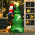 HOMCOM 6' Lit Inflatable Christmas Tree with Santa Claus and Dog Decoration-Internal arch contains 5 B2 LED lights for enhanced visibility at night 