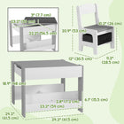 Qaba 3 Piece Kids Table & Chair Set with Reversible Tabletop- Grey-Ample storage with under-table compartment and seat drawers
