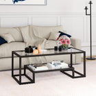 Hudson&Canal Athena 45"W Rectangular Coffee Table - Blackened Bronze-Hand crafted blackened bronze finish is applied to the steel frame