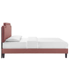 Modway Liva Performance Velvet King Bed - Dusty Rose-Reinforced Center Beam