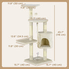 PawHut 46" Multi Level Activity Center Cat Tree - Beige-Posts covered by natural sisal rope for scratching and clawing to save your furniture 