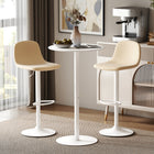 HOMCOM Round Bar Table for 2, Easy Assembly for Home Bar Cocktail Bistro - White-Steel frame and non-slip foot pads ensure stability