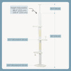 PawHut 88.5" - 100.5" Floor-To-Ceiling Cat Tree with Scratching Posts - White-Includes anti-tipping device for safety 