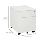 Vinsetto 2-Drawer Letter/A4 Filing Cabinet with Wheels Lockable - White-Can be locked for security 