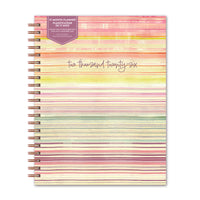 Orange Circle Studio 2026 Extra-Large Spiral Planner - 8.5" x 11" - Sunset Stripes - Bilingual-Features weekly and monthly planner pages