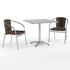 Flash Furniture 31.5'' Square Aluminum Indoor/Outdoor Table, 2 Rattan Chairs (TLH32SQ020CHR2)-Aluminum, plastic, rattan, stainless steel