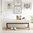 Modway Lyra 47" Boucle Upholstered Bench - Ivory/Boucle-Rubberwood Legs