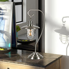 Hudson&Canal Bay 22" Tall Nautical Table Lamp with Glass/Metal Shade - Brushed Nickel/Clear-Handcrafted brushed nickel finish is applied to the novelty metal base