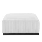 Modway Conjure Channel Tufted Upholstered Fabric Ottoman - Black/White-Fabric Upholstery