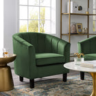 Modway Prospect Channel Tufted Performance Velvet Armchair - Emerald-Performance Velvet Upholstery
