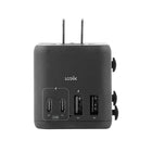 LOGiiX World Traveler XL 65W Travel Adapter - Black-AC plug, 2 USB-C PD ports, an 18W USB-A port & a 5W USB-A Port