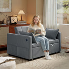 HOMCOM Pull Out Sleeper Sofa Bed with USB Charging and Adjustable Backrest - Dark Grey-Smooth pull-out mechanism ensures easy conversion