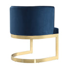 Manhattan Comfort Aura 24.4" Modern Velvet Upholstered Dining Chair - Royal Blue and Polished Brass-Seat Height: 18.90"