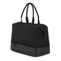 SwissGear Weekender Tote Bag - 15" x 19" - Black-Crafted from Faux Leather & 900D Polyester Fabric