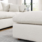 Modway Commix Down Filled Overstuffed Boucle Fabric Ottoman - Ivory-Down Feather and Cotton Cushions