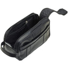 Mancini Buffalo Dual Top Zipper Toiletry Bag - 10" x 4.25" x 5" - Black-Front pocket