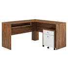 Modway Transmit 73.5" Wood Desk and File Cabinet Set - Walnut White-Weight Capacity: 330 lbs.