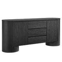 Modway Duval 71" Rounded Sideboard Storage Cabinet - Black-Versatile Storage Cabinet