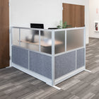 Luxor Modular Wall Extension - 53" W x 48" H - Segmented Grey Frame, Frosted Acrylic, Cool Grey PET-Enhances light flow while reducing distractions