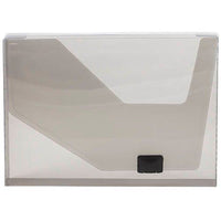JAM Paper Plastic Box Portfolio with Side Buckle - 9 3/4" x 13 1/2" x 1 1/2" - Smoke Gray -Smoke Gray Plastic Box Portfolio with Side Buckle