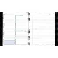 Blueline Undated NotePro Daily Organizer, 11" x 8-1/2", Black, Bilingual-Lizard-like hard cover folds back and lay perfectly flat for a sturdy writing surface when open