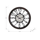 Monarch Specialties Clocks 16" Round Clock - Antique Brown -Durable glass surface and plastic frame make this decorative skeleton clock a stylish addition in any space