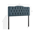 Modway Annabel Stain-Resistant Performance Velvet Full Headboard - Cadet Blue-Diamond Button Tufting