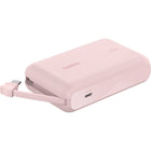 Belkin BoostCharge Power Bank - Integrated USB C Cable - 10000mAh - Pink-Integrated USB-C cable