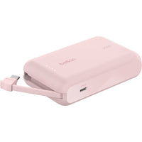 Belkin BoostCharge Power Bank - Integrated USB C Cable - 10000mAh - Pink-Integrated USB-C cable