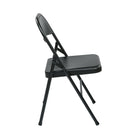 Work Smart Folding Chair with Metal Seat and Back - Black - Set of 4-Black Finish Frame