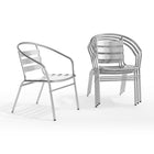 Flash Furniture Commercial Aluminum Indoor-Outdoor Restaurant Stack Chair with Triple Slat Back & Arms-Set of 4 Stackable Cafe Chairs