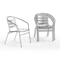 Flash Furniture Commercial Aluminum Indoor-Outdoor Restaurant Stack Chair with Triple Slat Back & Arms-Set of 4 Stackable Cafe Chairs