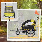 Aosom 2-in-1 Bike Trailer for Kids, Foldable Baby Stroller Carrier - Yellow-Large rear wheels and a locking swivel front wheel with suspension for a smooth ride 