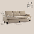 HOMCOM 3 Seater Upholstered Sofa Couch with USB Ports and Cup Holders - Light Brown-Resilient spring pack supports and maintains cushion shape
