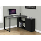Monarch Specialties 7433 Computer Desk - Black/Grey Top Left/Right Facing Corner-Featuring open and closed storage with 3 handy storage drawers including a file drawer for standard or legal sized folders, an adjustable shelf to place a small printer, books, or documents for efficient organization.
