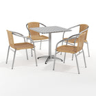 Flash Furniture 27.5'' Square Aluminum Indoor-Outdoor Table with 4 Beige Rattan Chairs (TLH-ALUM-28SQ-020BGECHR4-GG)-Aluminum, Beige