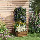 Outsunny Raised Garden Bed with 3-Tier Trellis Tomato Cage - Open Bottom-Elevated flower bed to keep weeds out and stop submergence
