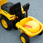 Qaba Caterpillar Licensed Kids Ride on Tractor with Shovel, Trailer - Yellow-Features horn, music, and light for interactive play 