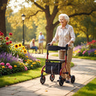 HOMCOM Foldable Rollator Walker with Seat - Red-Comes with a storage bag for carrying personal items conveniently 
