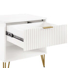 Manhattan Comfort DUMBO 20.07" Modern 1-Drawer Nightstand 2-Piece Set - White-Stylish Splayed Gold Metal Legs Adding Seamless Fashion Design and Durability