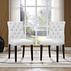 Modway Duchess Vinyl Dining Chair - White - 2 Pack-Luxuriously Tufted Button Back
