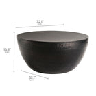 Modway Mella 32" Metal Hammered Coffee Table - Black-Hammered Texture Base