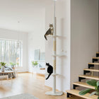 PawHut 88.5" - 100.5" Floor-To-Ceiling Cat Tree with Scratching Posts - Cream White-Sisal posts satisfy your cat's instinct to scratch and deter them from damaging furniture 