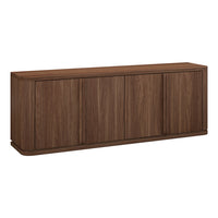 Hudson&Canal Vance Rectangular TV Stand for TV's up to 78" - Satin Walnut-A timeless design accommodates TVs up to 75" for your entertaining space