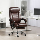 HOMCOM 6 Point Massage Office Chair with Remote - Dark Brown-Ergonomic high-back design with built-in headrest for full-day support